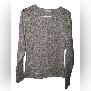 Vintage Alps Women’s Pullover v neck Sweater oatmeal tan Made In USA small